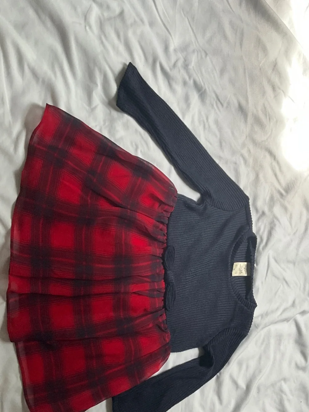 Girls Holiday Dress Navy & Plaid Sz 2t